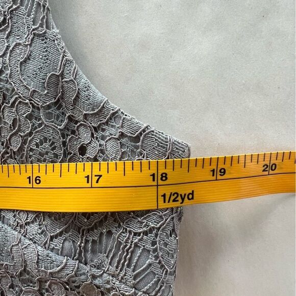 Alex Evenings Dress Size 12 Silver 2 PC Midi Lace Sparkle Sheath Jacket - Picture 16 of 16